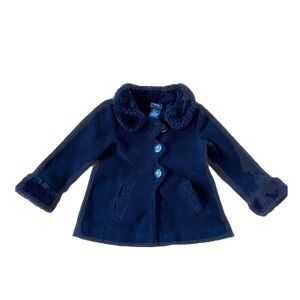 Cynthia Rowley Baby Girls Black Coat w/Faux Fur 2T